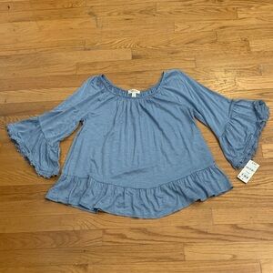 Style & Co. Light Blue Ruffle Blouse